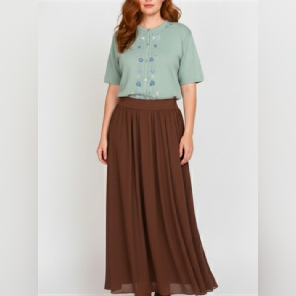 VNTG Floral Embroidered Green Sweater
